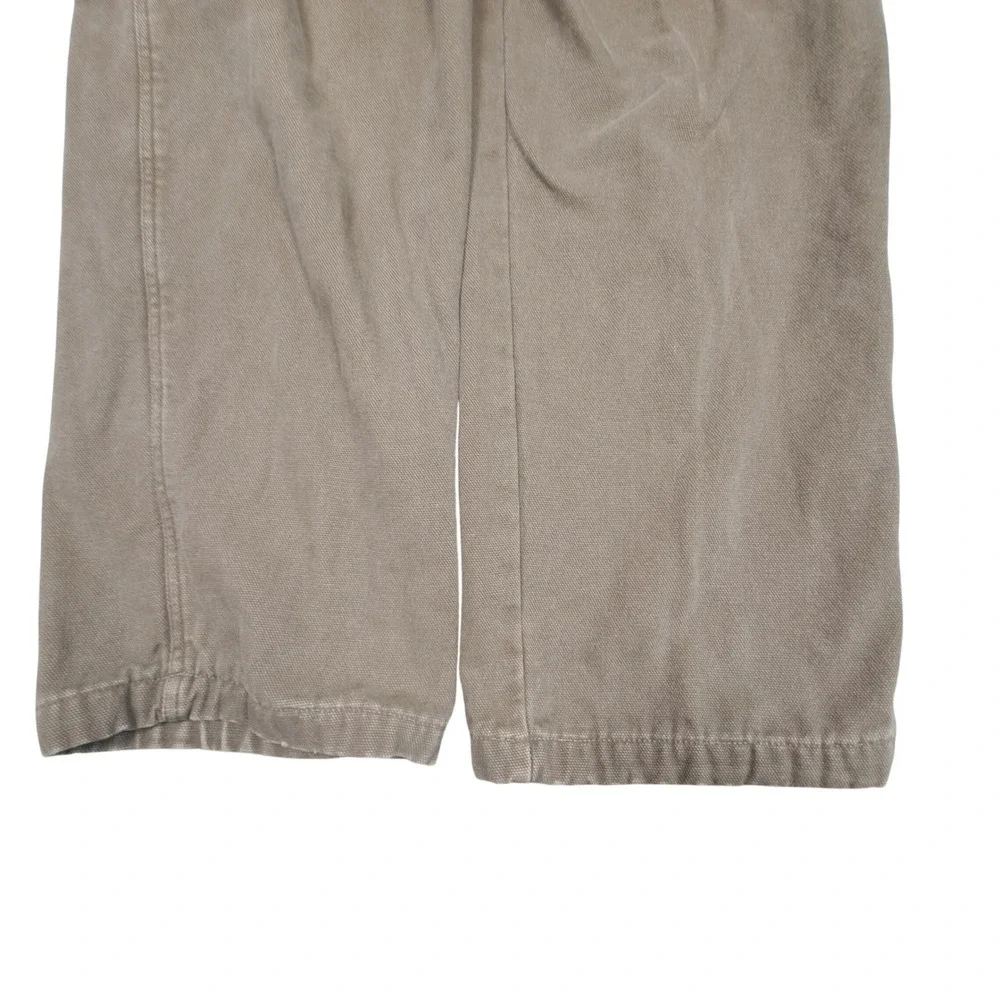 Cabelas Flannel Lined Cargo Pants Mens 34 Reg Khaki Tan Canvas Plaid Lined Work
